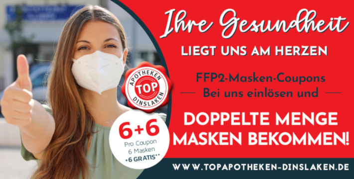 FFP2-Masken-Aktion: Pro Coupon 6 Masken + 6 gratis**